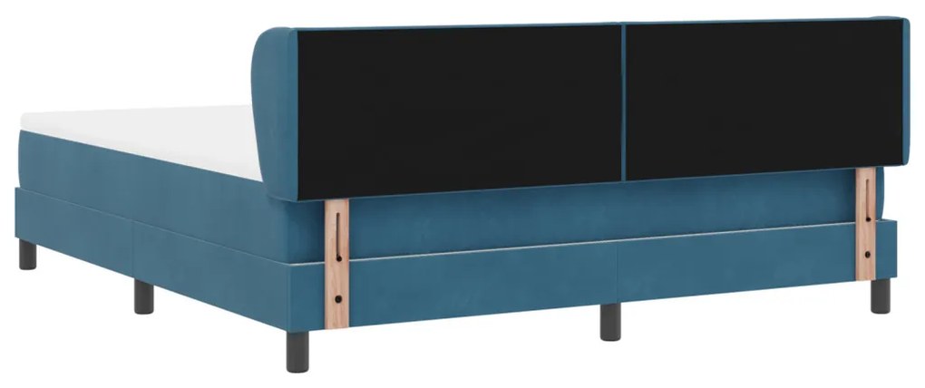 Boxspring Ágy Matrac Kék 180x200 cm Bársony