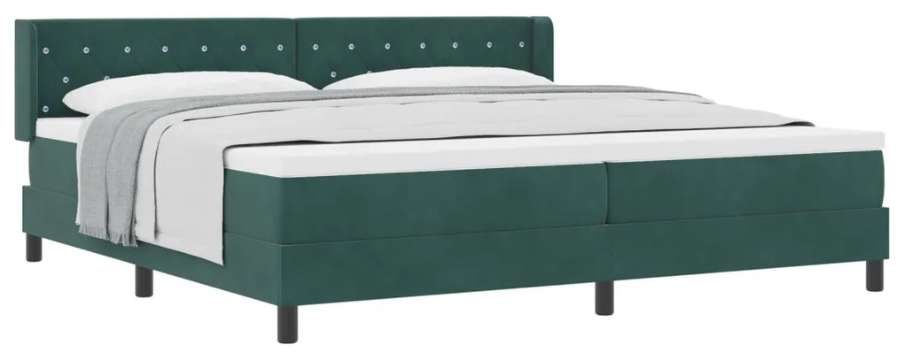 Boxspring Ágy Matrac Kígyó Zöld 200x200 cm Bársony