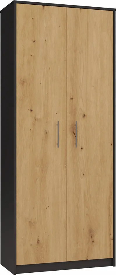 MIX Oliv 2D könyvespolc, irodai szekrény, 74x180x35 cm, antracit-tölgy