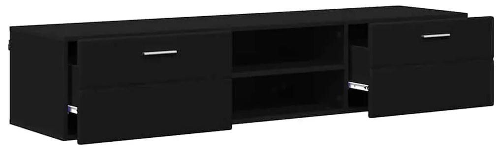 TV szekrény fiókkal polcokkal Fekete 150 x 39 x 30 cm Faanyag