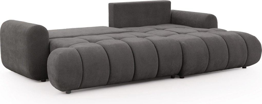 Lutario Mini jobb oldali sarokkanapé ágyneműfunkcióval - sötétszürke Venice 2021 vízlepergető szövet