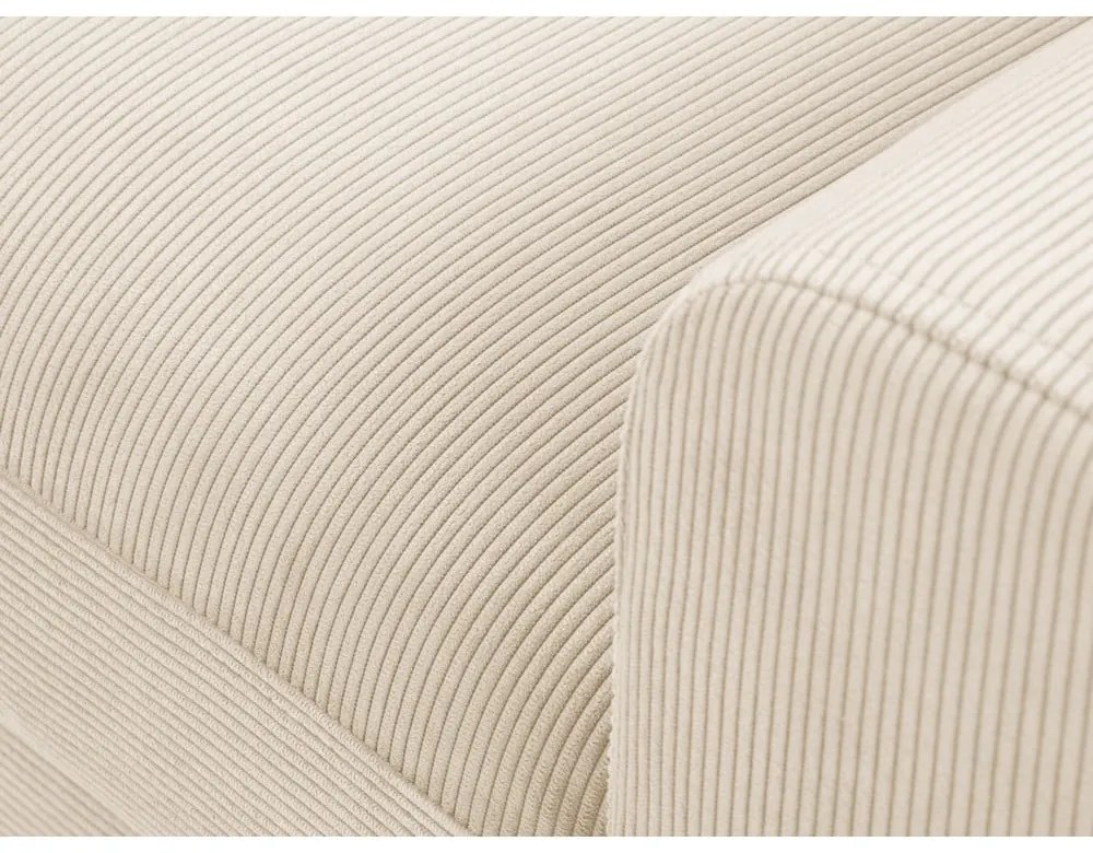 Bézs kordbársony kinyitható tárolóhelyes sarokkanapé (bal oldali-heverő résszel) Kyoto – Cosmopolitan Design