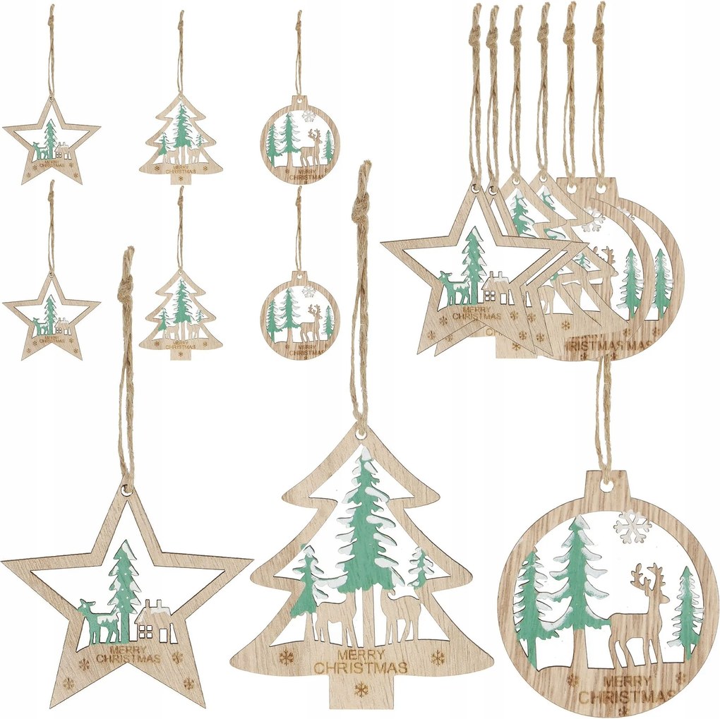 Fából Készült Medálok Karácsonyfa Bombák 7cm 6db Karácsonyfa Dekoráció