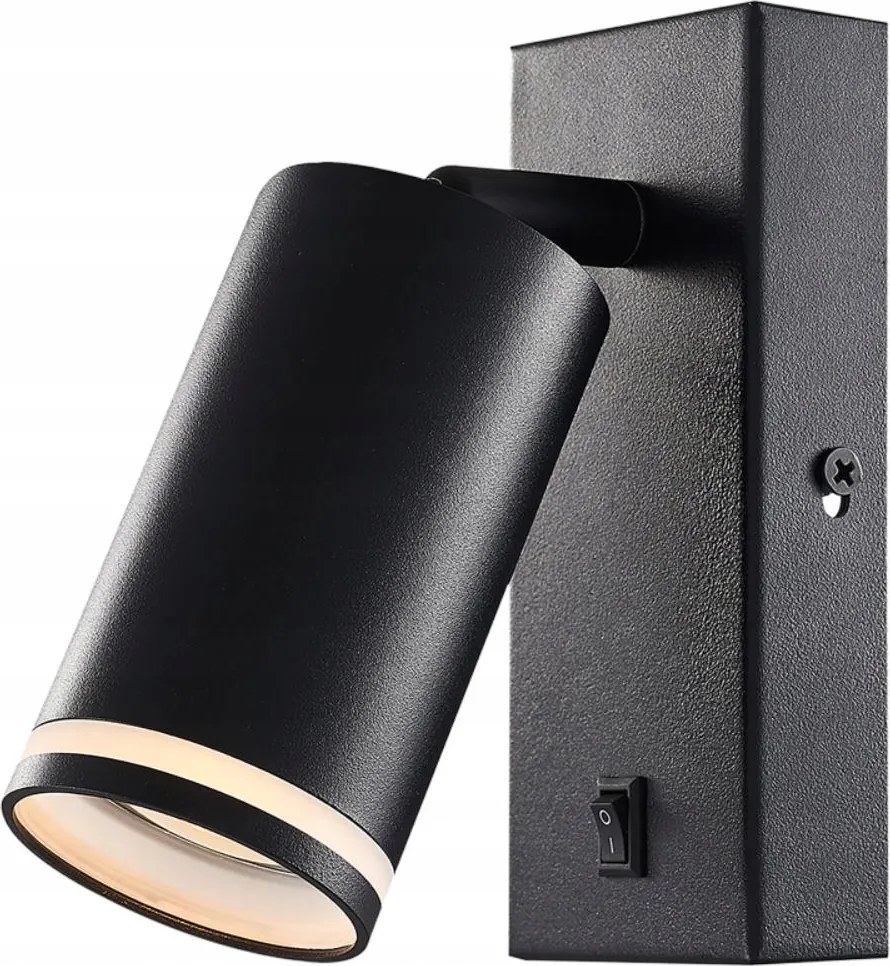 Fali spotlámpa kapcsolóval, állítható, fekete SPGU10LFB