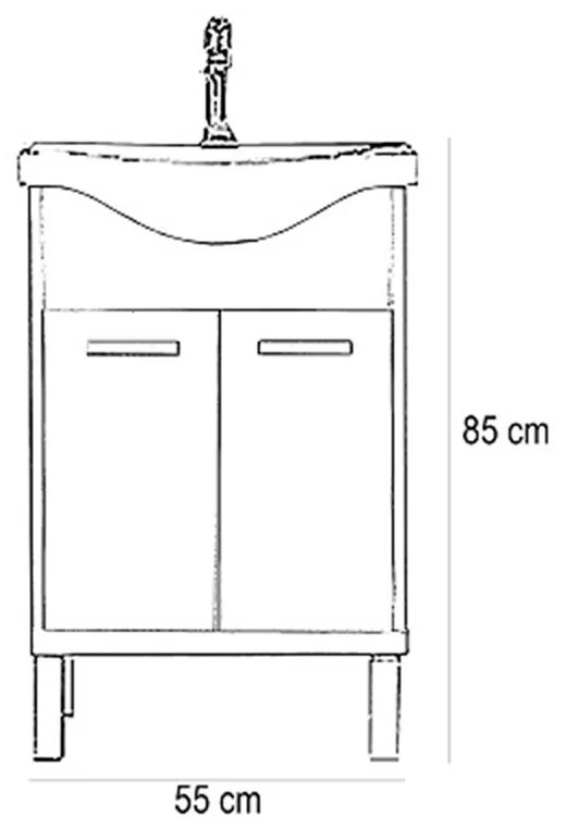 Nerva 55 alsó szekrény, mosdóval