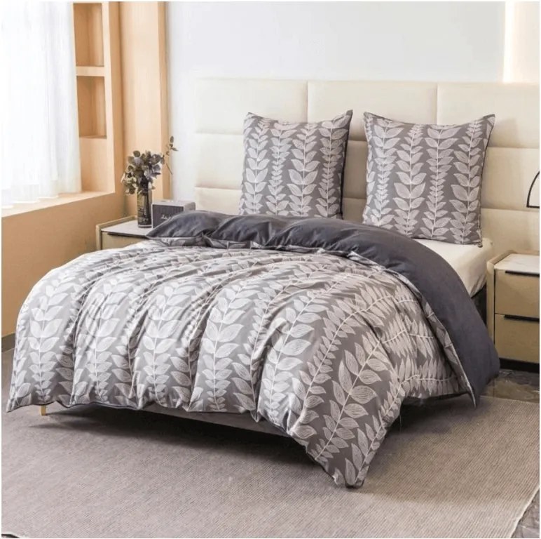 Mikroflanel ágyneműhuzat KAVOLO szürke Ágyneműhuzat mérete: 2 db 70 x 90 cm | 200 x 220 cm