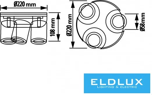 UNIVERSO Spot lámpatest 3xGU10 Max.35w IP20 D220x108mm Fehér