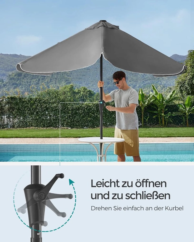 Napernyő 200 × 150 cm, téglalap alakú erkélyernyő, napvédelem UPF 50+, talp nélkül, szürke