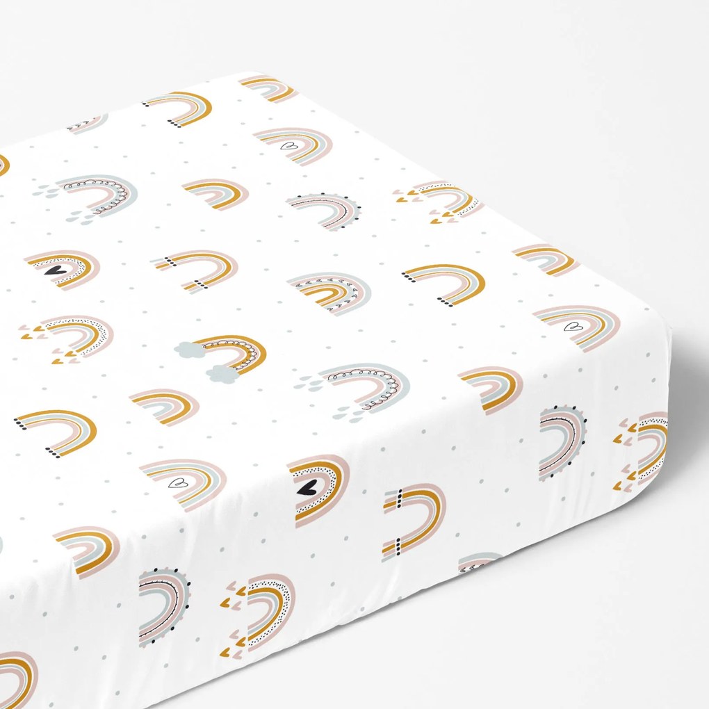 Goldea pamut gumis lepedő - festett szivárványok 120 x 200 cm