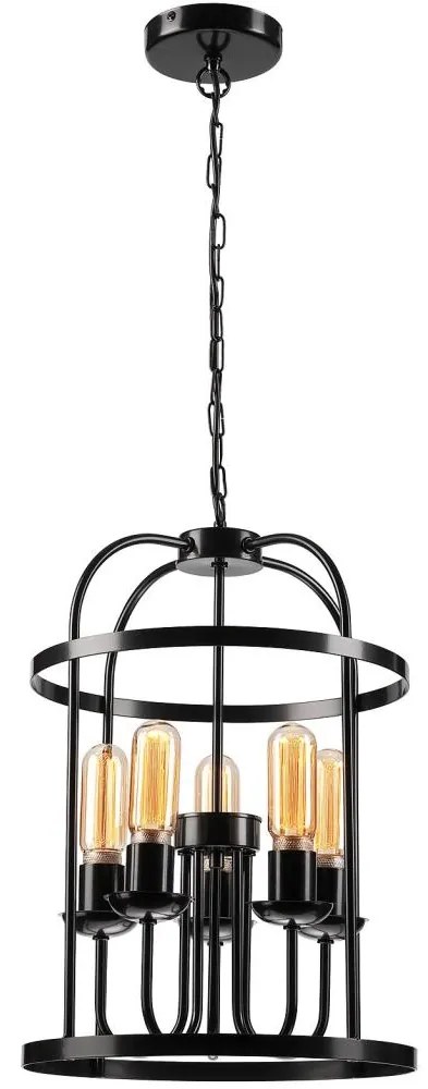 Lamkur Csillár láncon CONSTANTINE 5xE27/60W/230V fekete LA45955