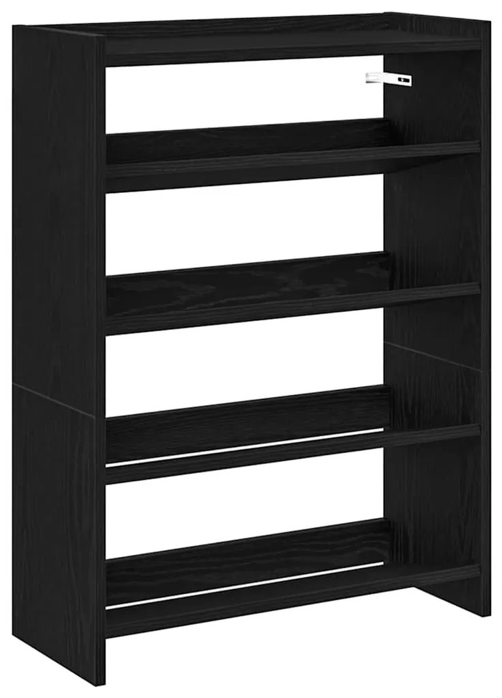 fekete szerelt fa cipőtároló szekrény 60x25x81 cm