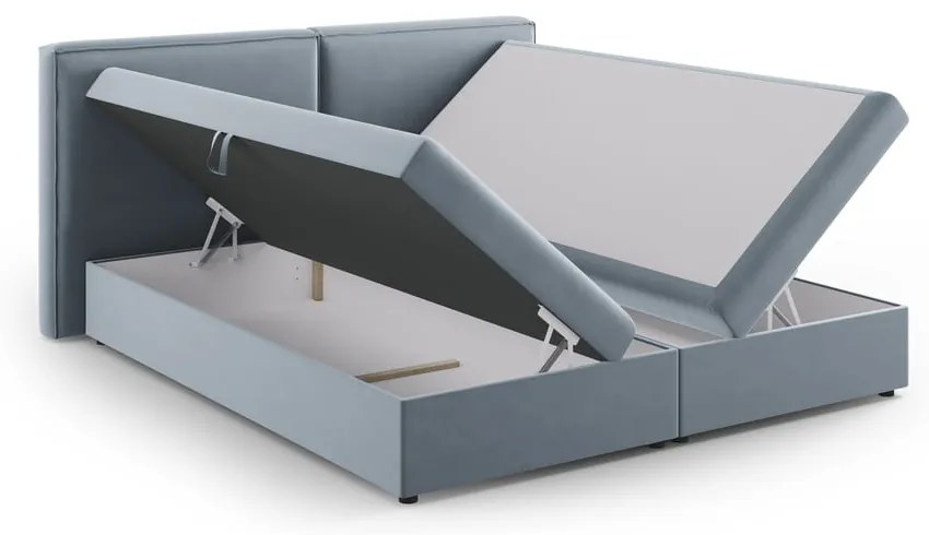 Világoskék ágyneműtartós boxspring ágy 160x200 cm Arendal – Cosmopolitan Design