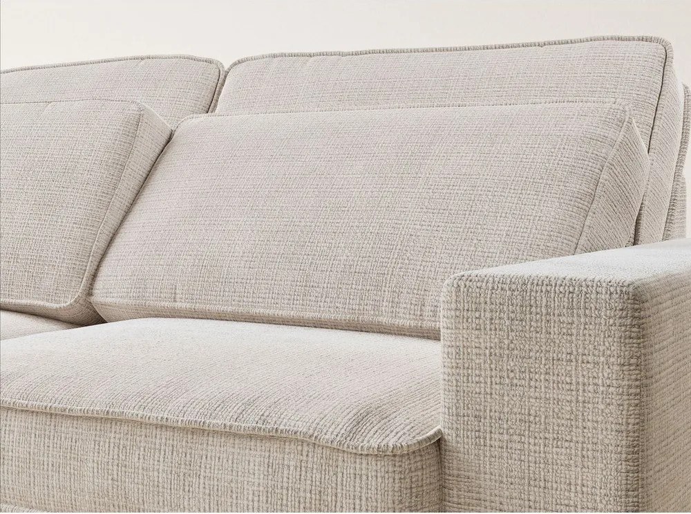 Krémszínű zsenília sarokkanapé (bal oldali-L alakú) Kirou – Maison de Rêve