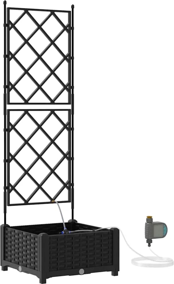 vidaXL Kerti cserép Fekete 40 x 40 x 126 cm Acél