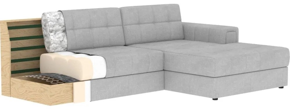 Világosbarna bársony kinyitható sarokkanapé (jobb oldali-heverő résszel) Blezalt – ELTAP