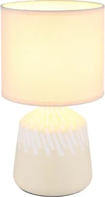 Globo 21733CU Asztali lámpa, kerámia bézs színű, textil bézs színű, kábel PVC fehér, billenőkapcsoló a kábelen, ø: 175mm, M: 315mm, kábel hossza 1300mm, 1x E14 40W 230V izzó nélkül