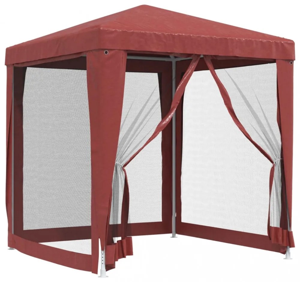 piros HDPE rendezvénysátor 4 hálós oldalfallal 2 x 2 m