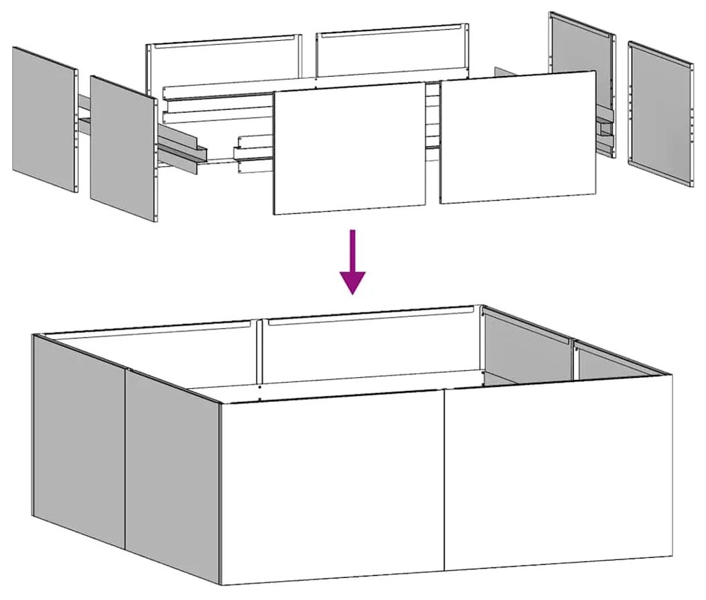 ültetvény fekete 100x100x30 cm acél