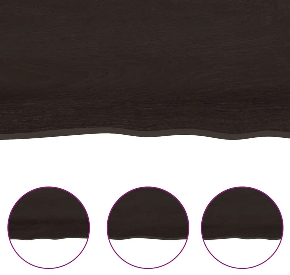sötétbarna kezelt tömör tölgyfa fali polc 100x40x(2-6) cm