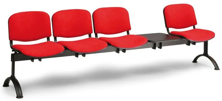 VIVA kárpitozott pad, 4 üléses + asztal - fekete lábak, piros