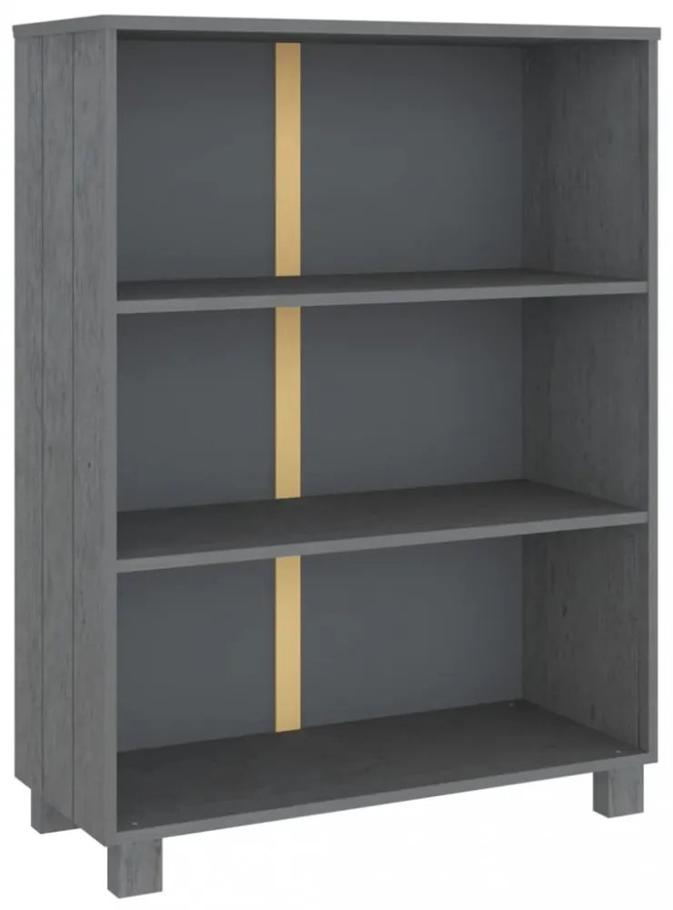 HAMAR sötétszürke tömör fenyőfa könyvszekrény 85 x 35 x 112 cm