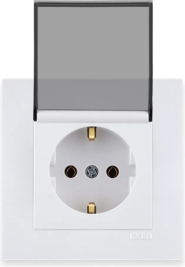 Exen Schuko szimpla aljzat földelt fehér D-fedéllel keret fehér