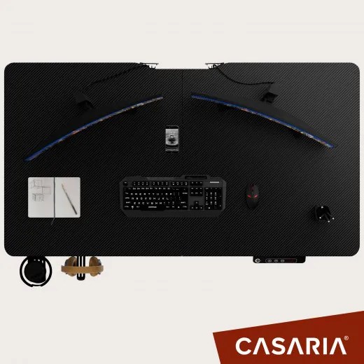Casaria® Magasságban állítható irodai asztal 110x60x118 cm - fekete
