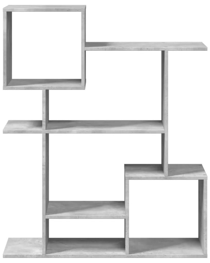 betonszürke szerelt fa elválasztó könyvespolc 92x29x112 cm