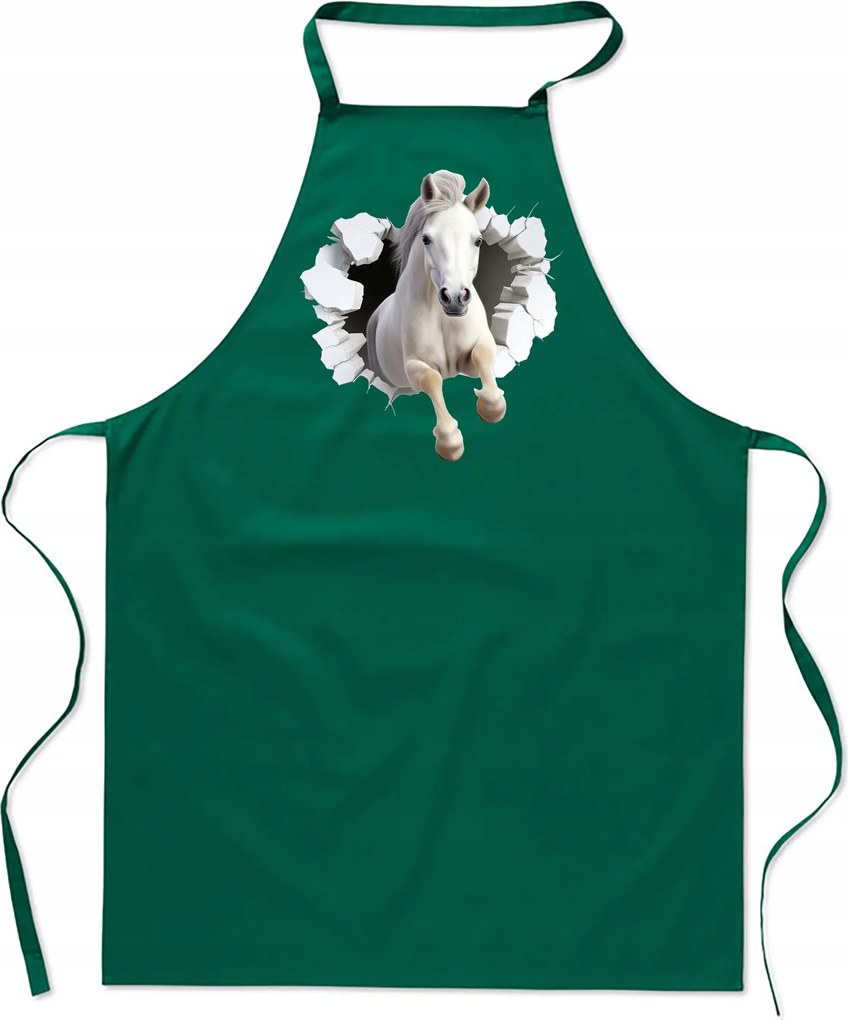 Konyhai Kötény pamut zöld lyuk Ló ló FA_493_z