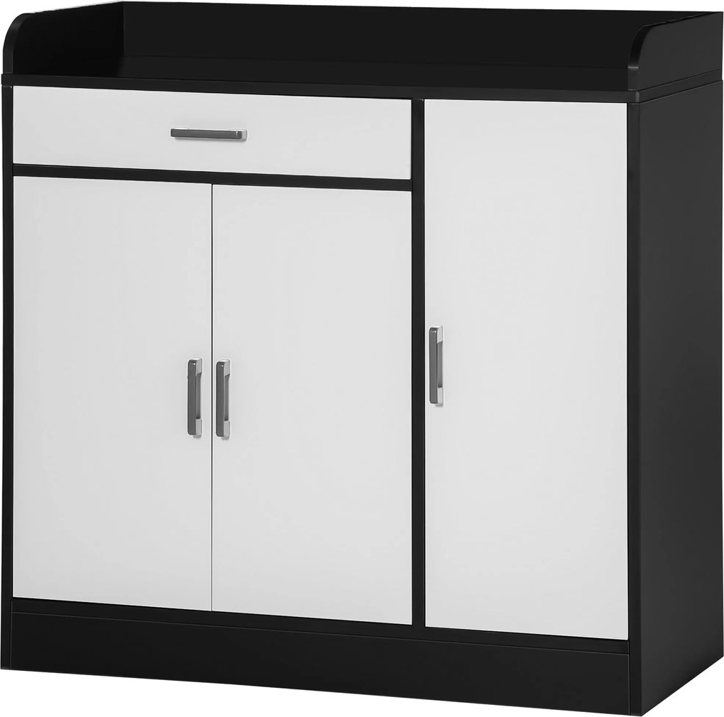 HOMCOM Modern Konyhaszekrény MDF-ből 2 Szekrénnyel, 1 Fiókkal és Állítható Polcokkal, 90x40x90 cm, Fekete és Fehér | Aosom