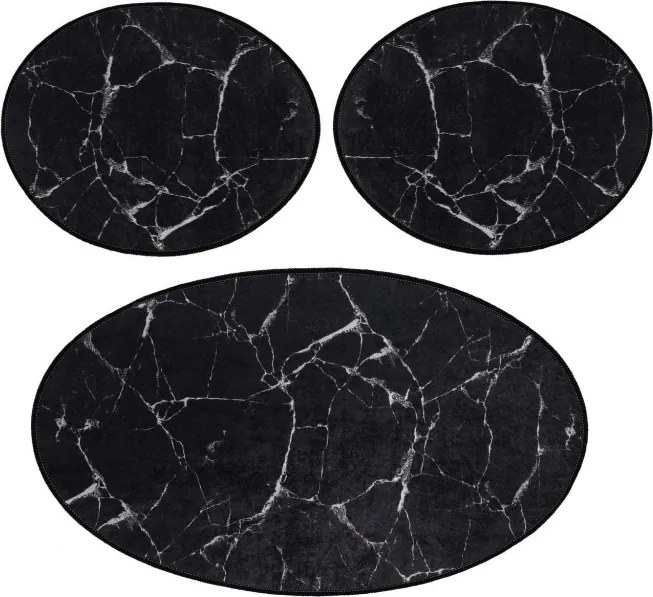 Marble fekete fürdőszobai szőnyeg