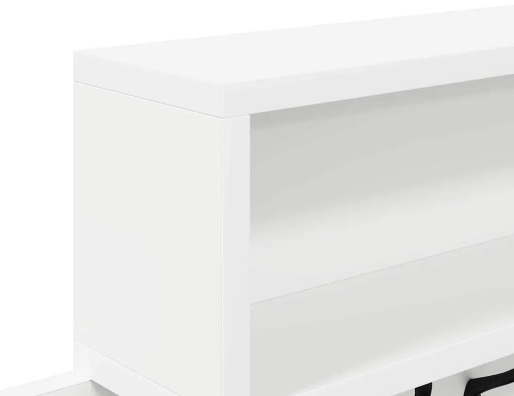 Fali Kabáthorog polcokkal Fehér 100 x 12 x 43.5 cm Faanyag