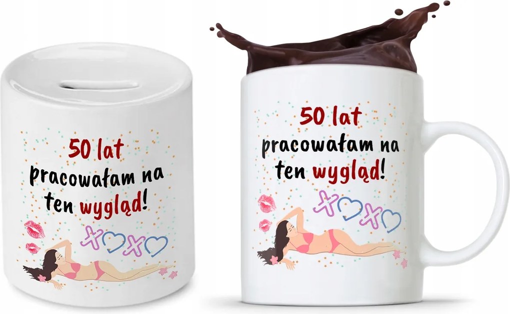 Születésnapra 50 50-es 50-es Persely Szett fényképes nyomott mintás bögre