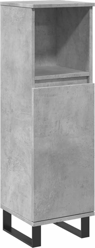 vidaXL betonszürke szerelt fa fürdőszobaszekrény 30 x 30 x 100 cm