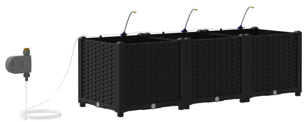 Kerti ültetők Fekete 120 x 40 x 37.5 cm Acél