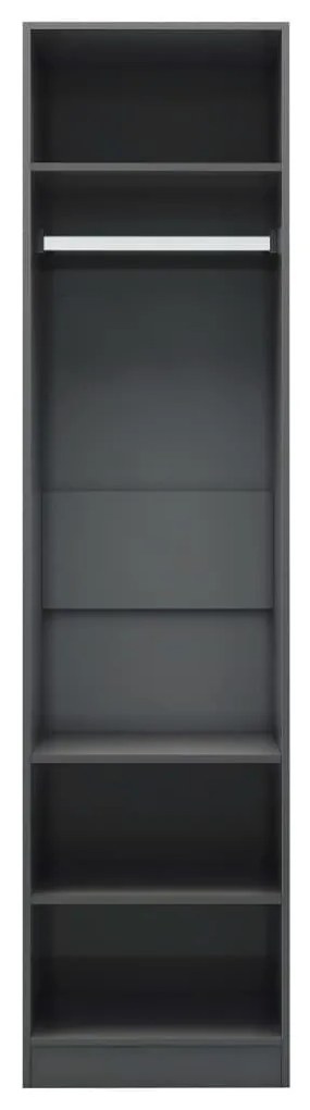 Magasfényű szürke szerelt fa ruhásszekrény 50 x 50 x 200 cm