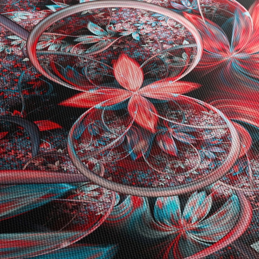Absztrakt képek egzotikus virágok (órával) (90x30 cm)