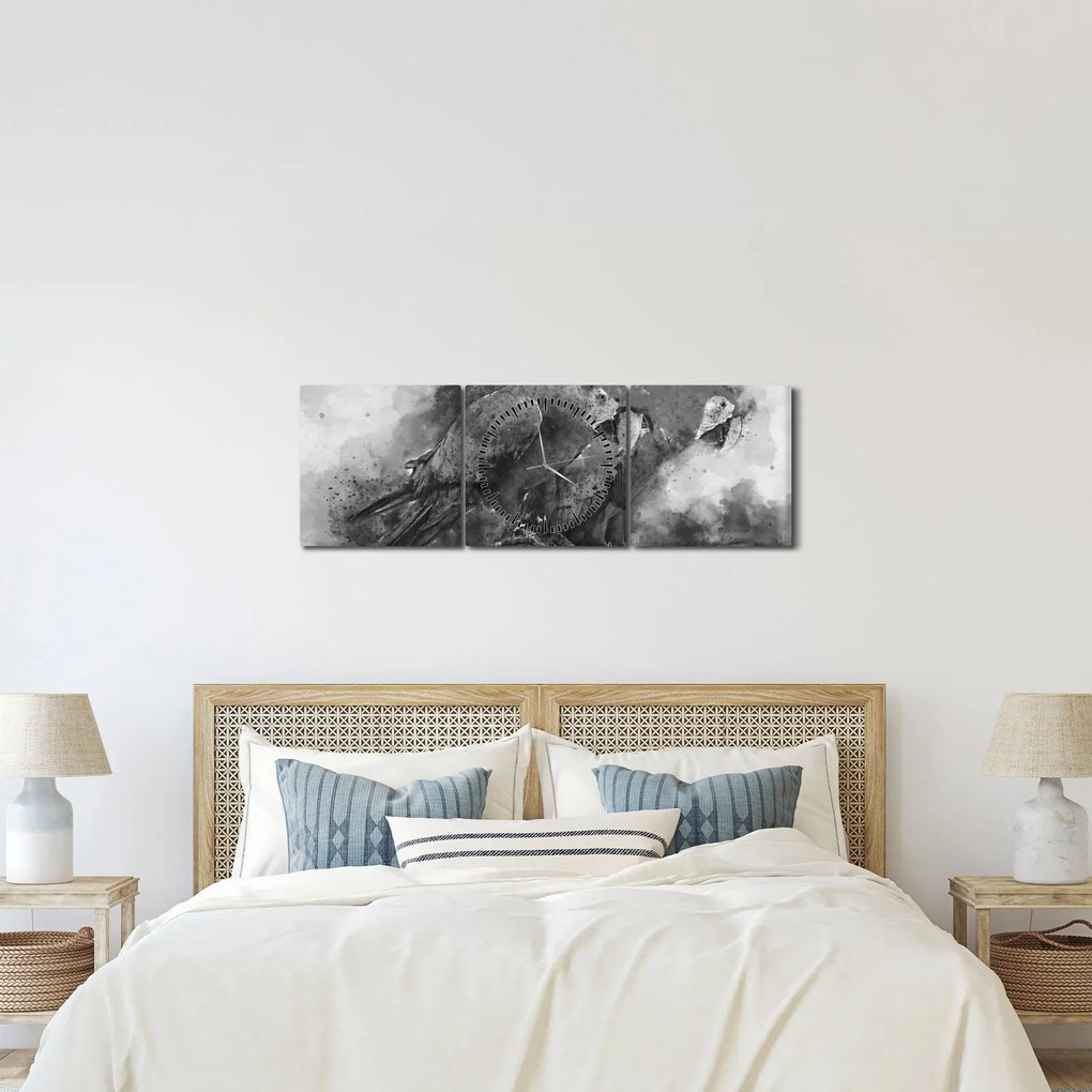Kép - Akvarell papagájok (órával) (90x30 cm)