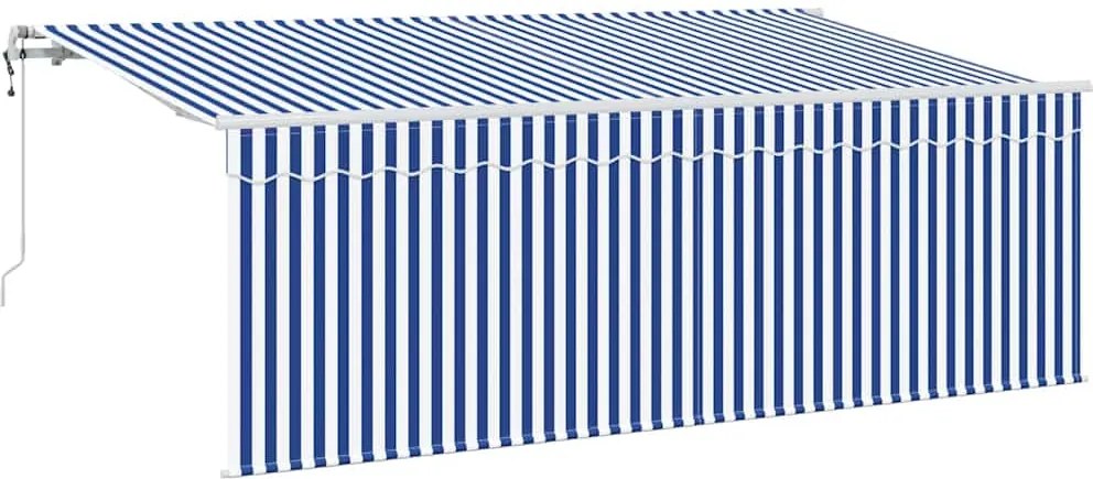 vidaXL Behúzható napellenző Kék és Fehér 400 x 200 cm