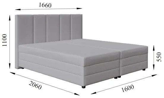 Kárpitozott ágy rugós matraccal és ágyneműtartóval ISABEL 160x200 világosszürke