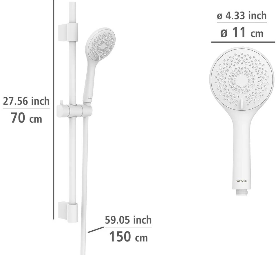 Fehér rozsdamentes acél zuhanyszett 70 cm Watersaving – Wenko