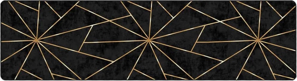 vidaXL fekete-arany mosható csúszásgátló szőnyeg 80 x 300 cm