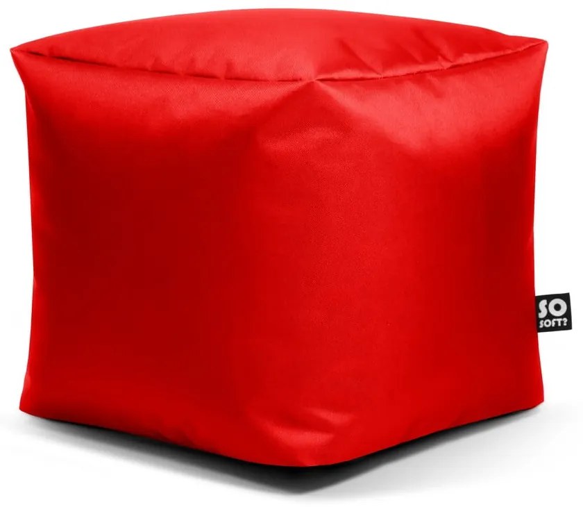 Piros bőrutánzat gyerek babzsákfotel Cube M – So Soft?