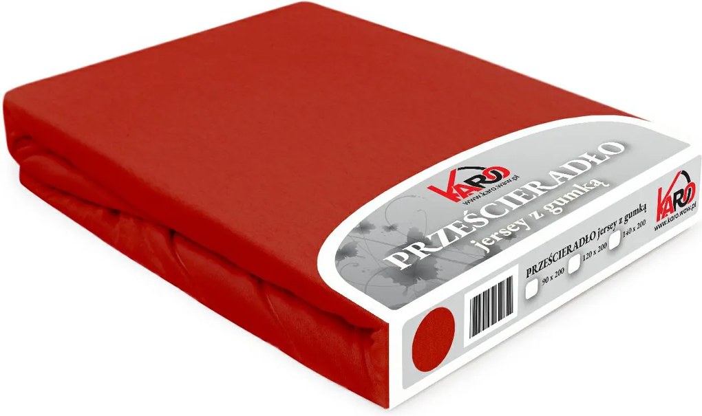 Gumis jersey lepedő 140x200 piros Constance Karo