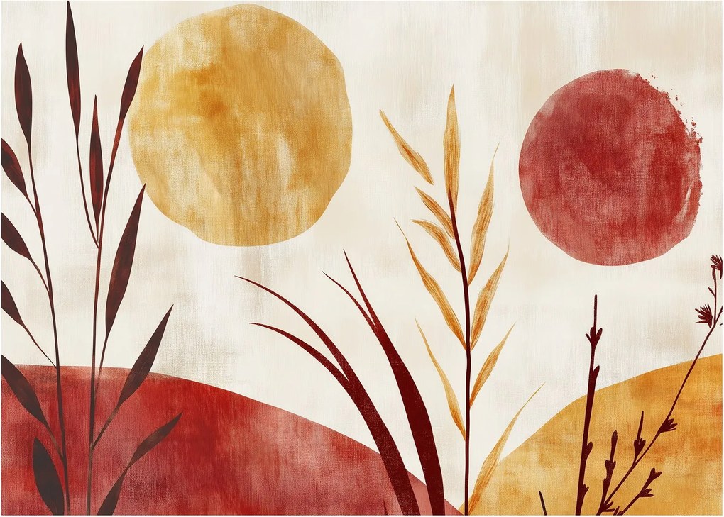 Kép - Növények és körök (70x50 cm)