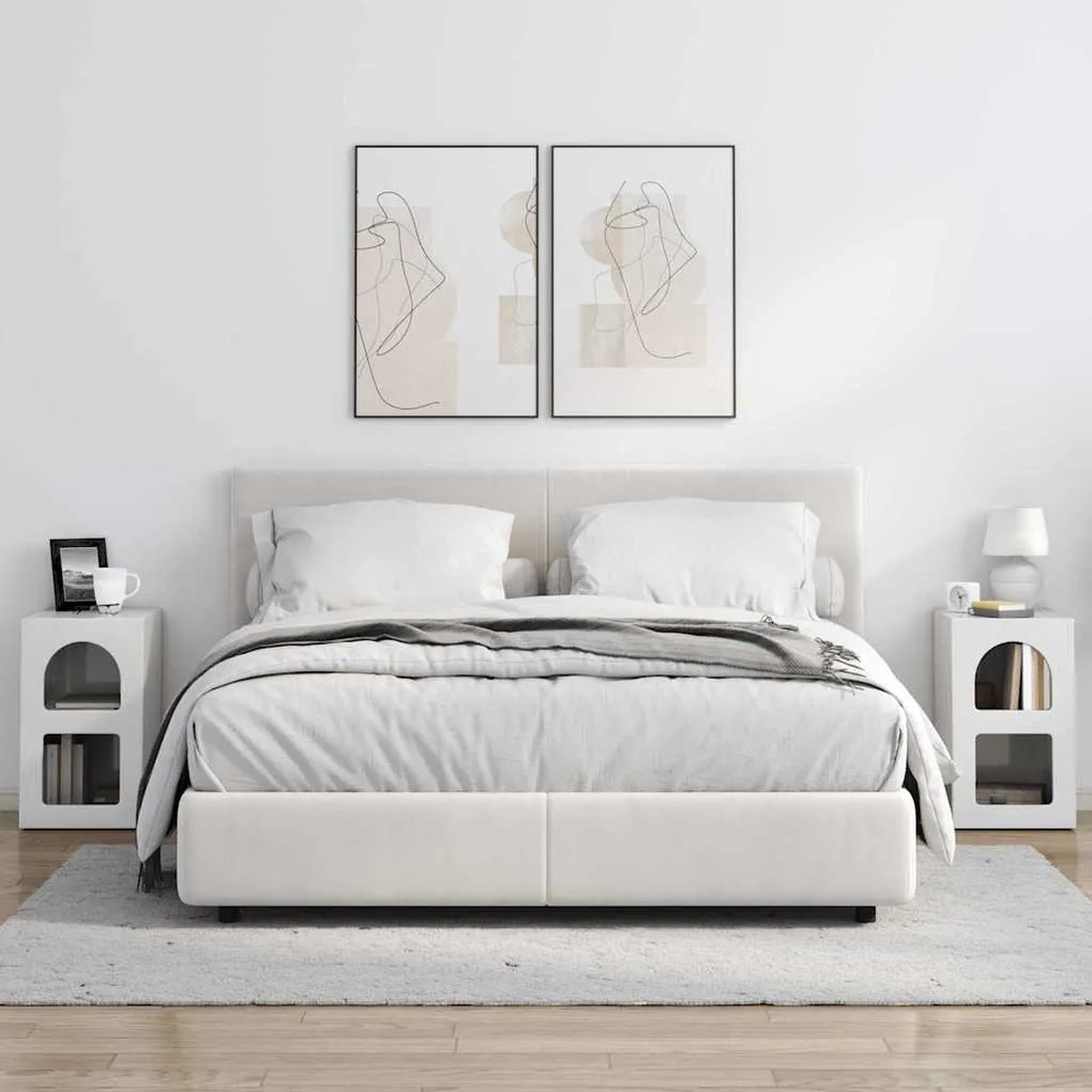 Éjjeli asztal 2 pcs Magas Fényű Fehér 29.5 x 35 x 50 cm Faanyag