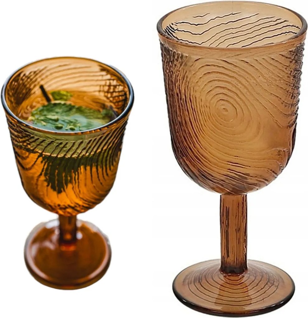 Borospohár Üveg Mintás Fa Szelet Arbre Barna Design