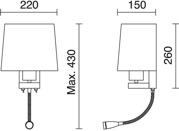 Novolux FIRENZE 507E-Y05X1B-35 Fali lámpa 2x60W, 3W/E27, LED 240LM IP20