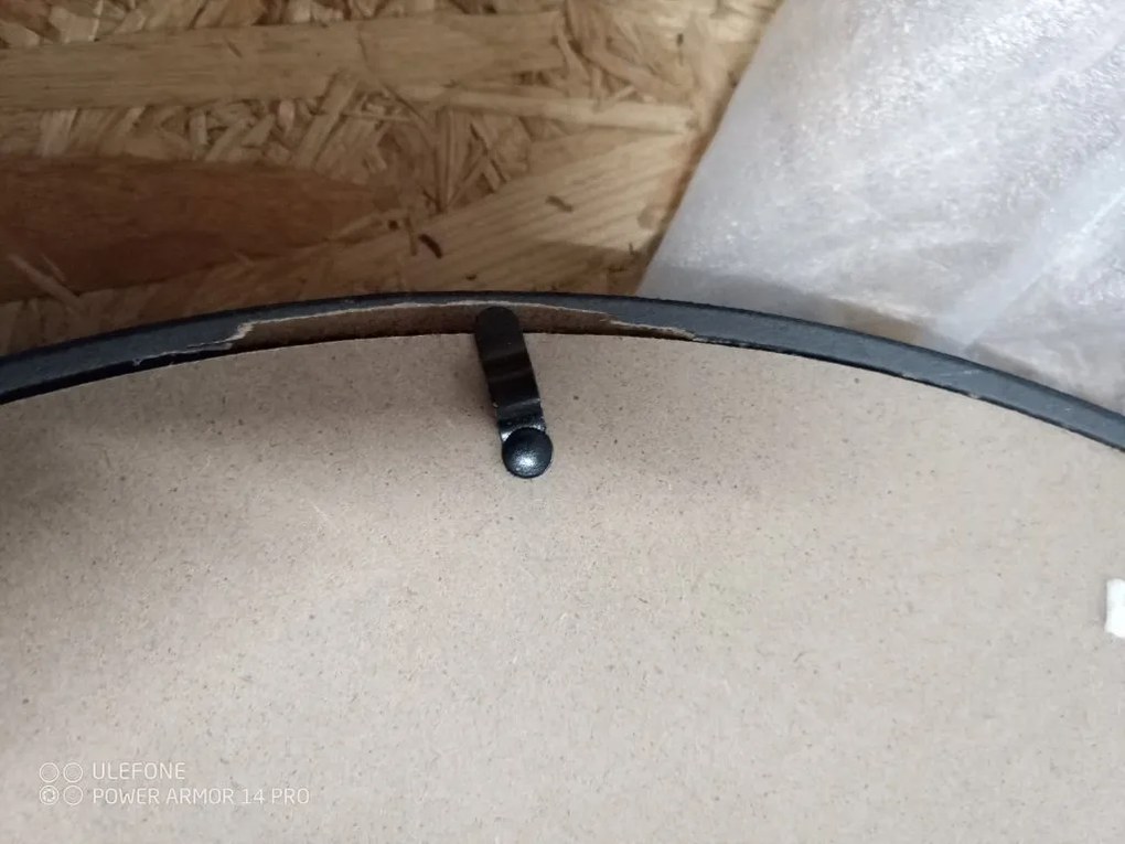 AKCIÓ Fekete kerek tükör bőr fogantyúval NAHAD Ø50 cm II. osztályú