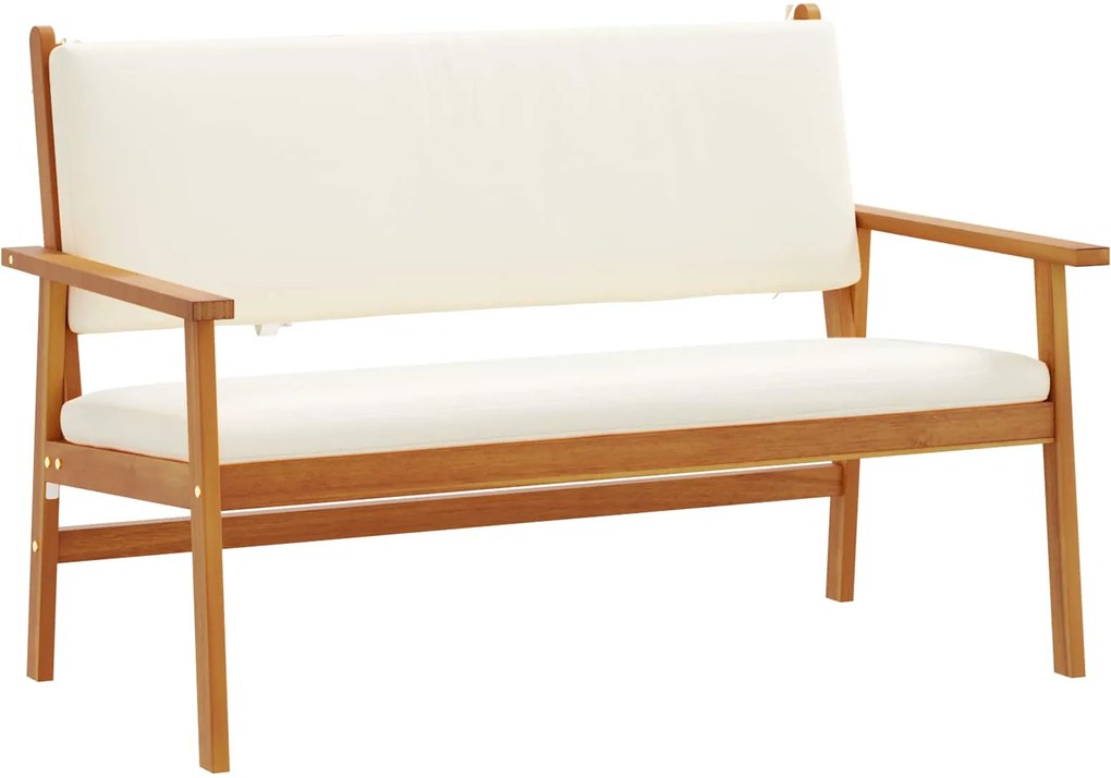 vidaXL Kerti pad párnával Krémszín Tömör Akácfa